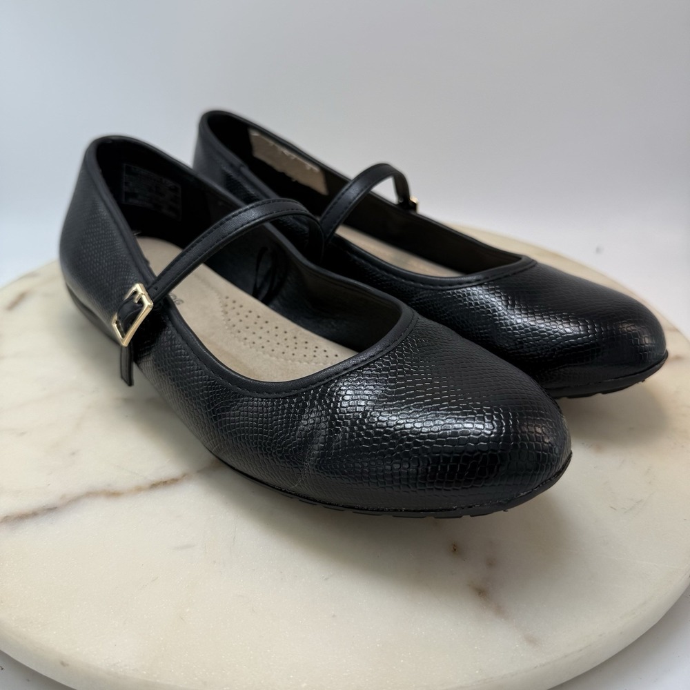 London Fog Collection BRYONIA Black Flat Mary Jane's Women's Size 8M